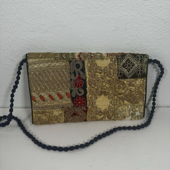 Indian Handmade Purse Vintage Patchwork Embroidery Ladies Envelope Clutch Bag - Picture 5 of 11
